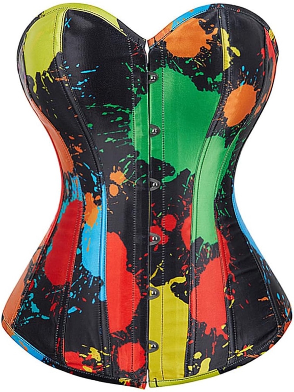 Women’s Black Multicolor Splash Corset Top